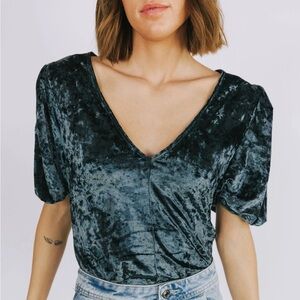 Intimately Free People Don’t You Wish Velvet Puff Sleeve Bodysuit
